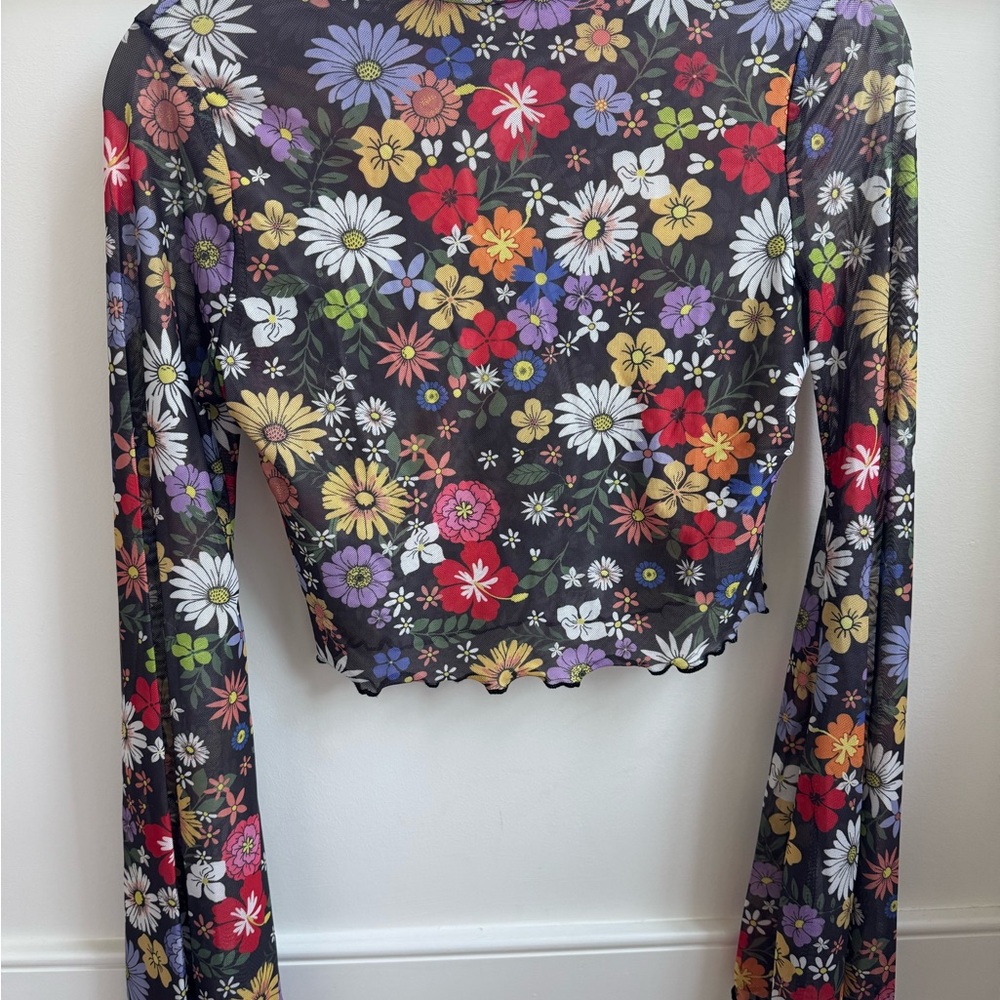SHEIN Multicolor Floral Mesh Blouse